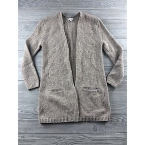 LL Bean Signature Womens Small Lambswool Blend Open Front Cardigan Oatmeal Marl